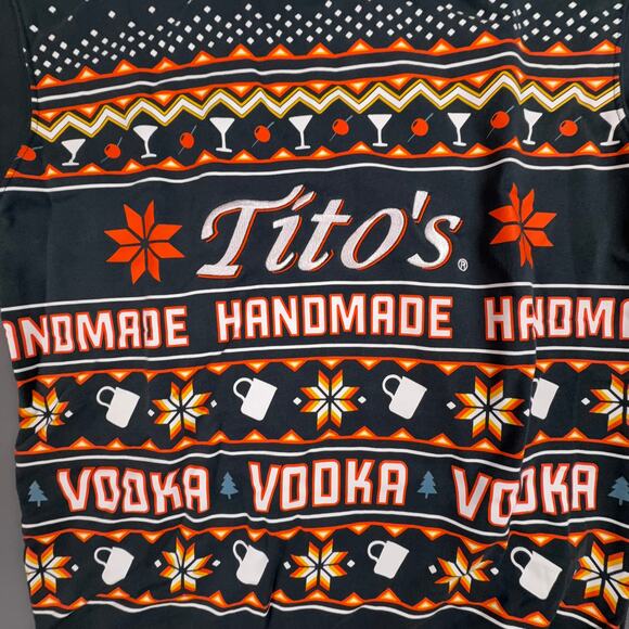 Tito’s Handmade Vodka Ugly Christmas Sweater Black Orange Small - Picture 3 of 7
